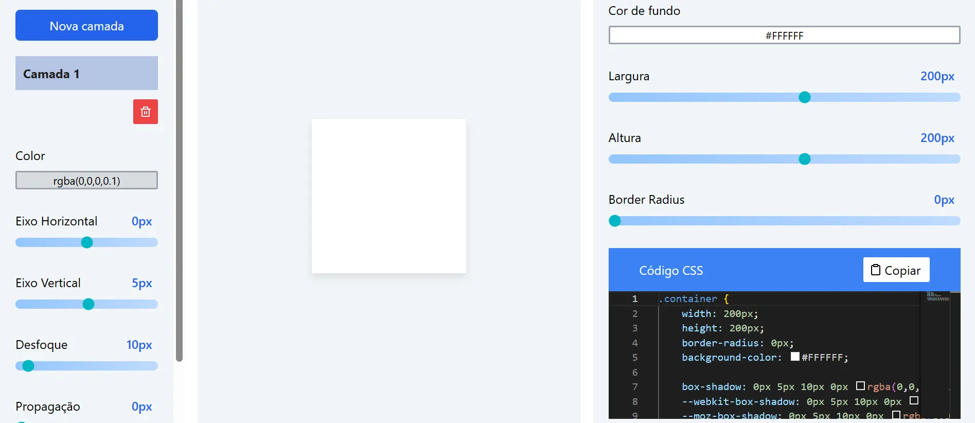 Imagem do projeto Box Shadow Generator